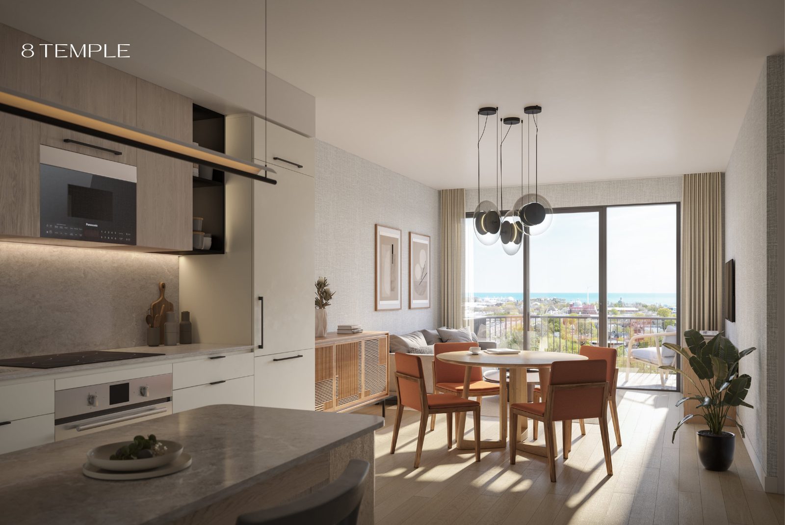 Living and dining, south-facing suite