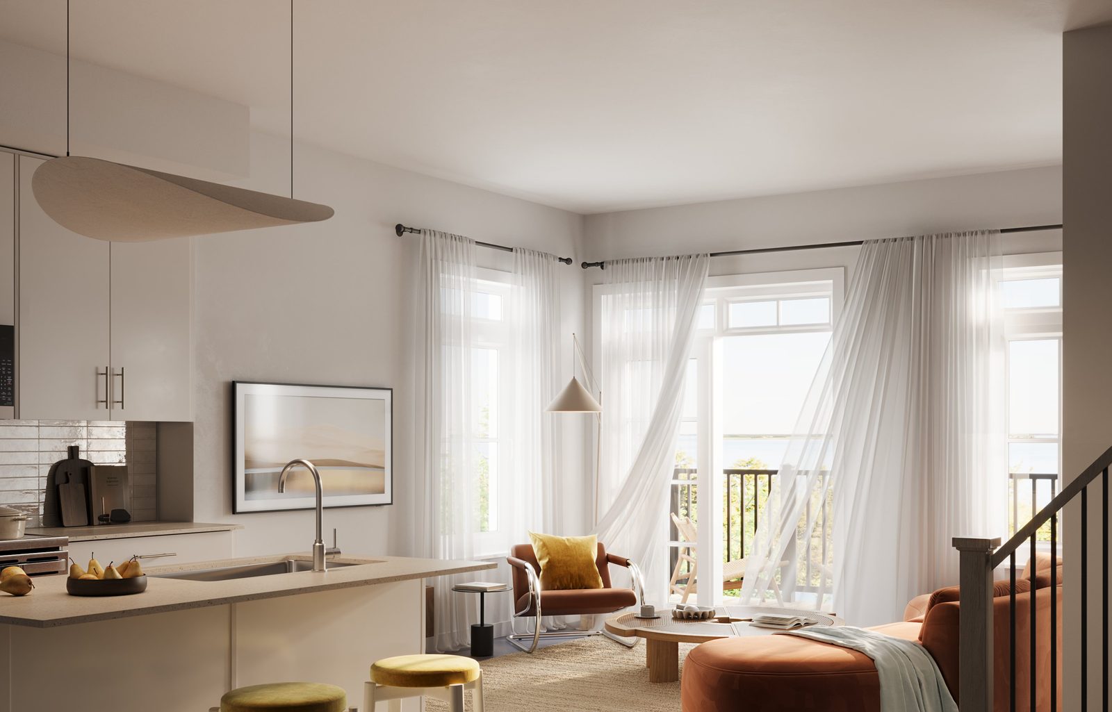 Living and dining, main level