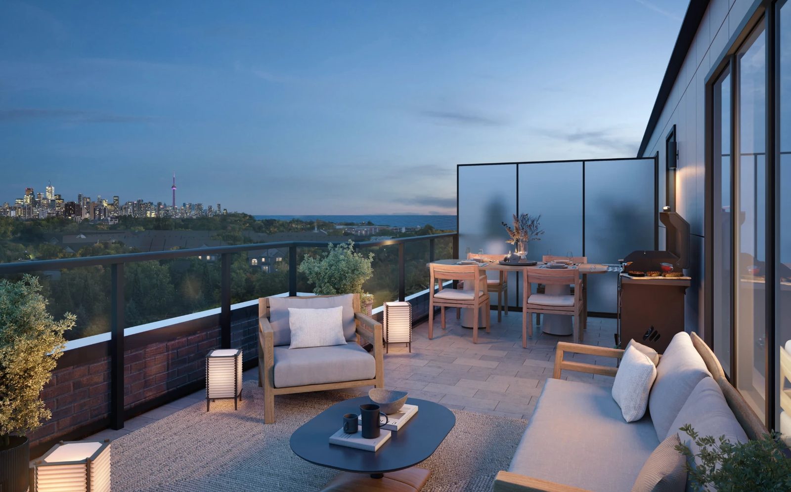 The Sky Towns: private rooftop terrace with the skyline in view