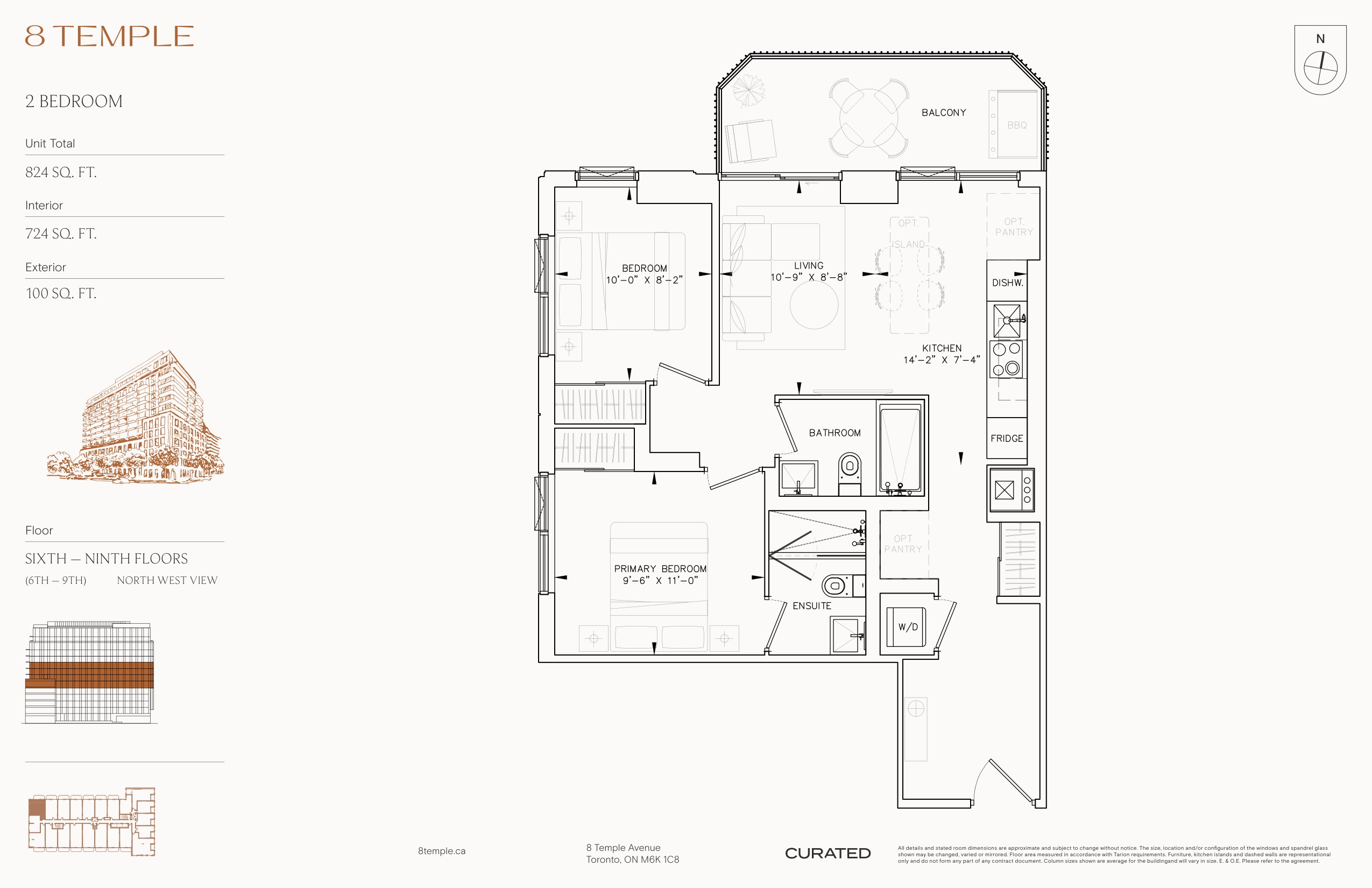 724 sq ft Suite Floor Plan