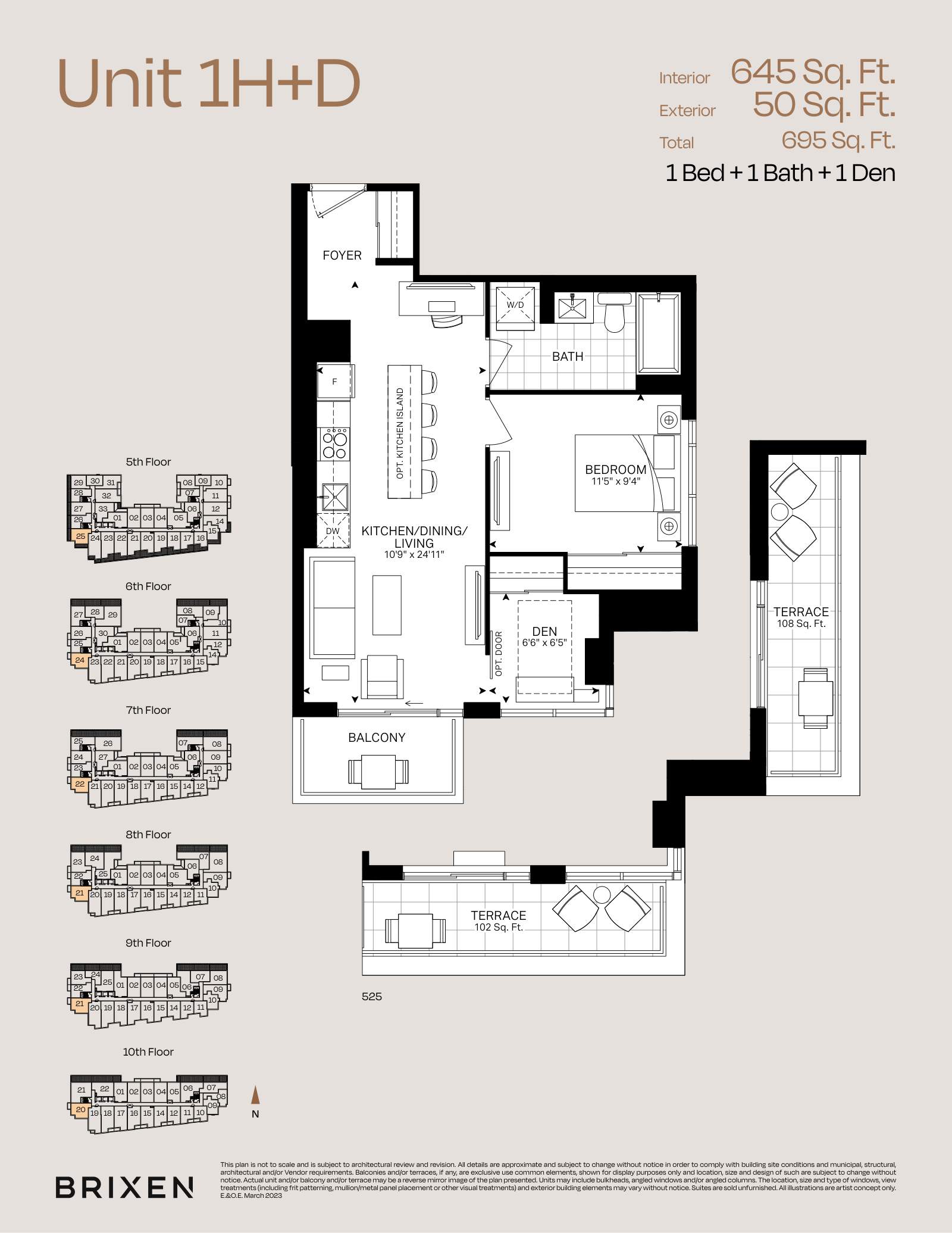 Suite 1H+D Floor Plan