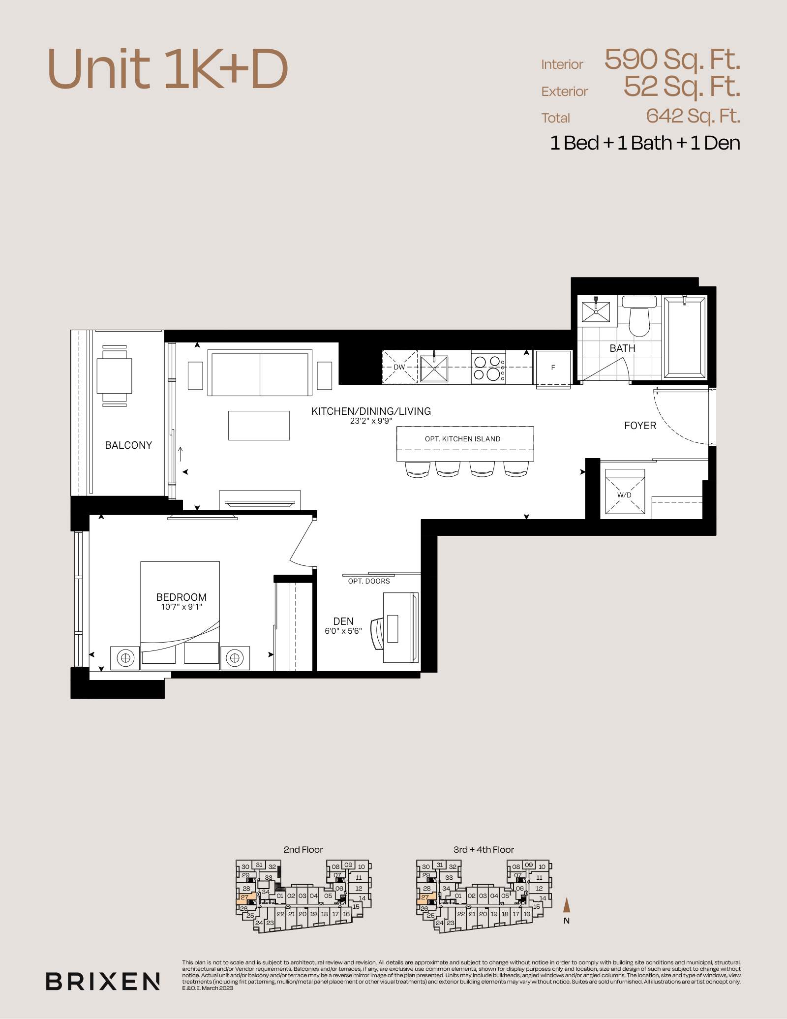 Suite 1K+D Floor Plan