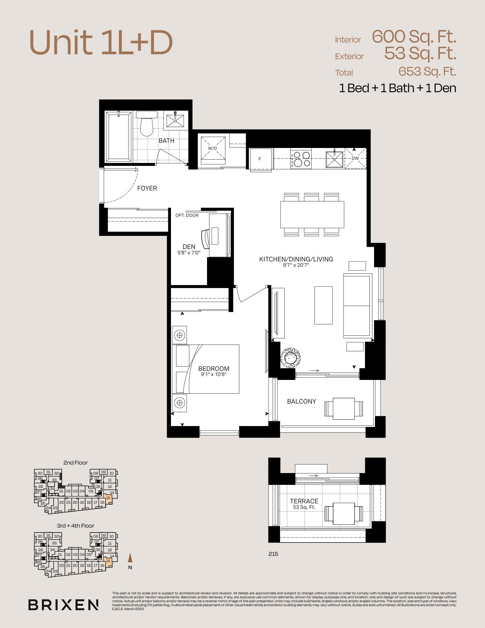 Suite 1L+D Floor Plan