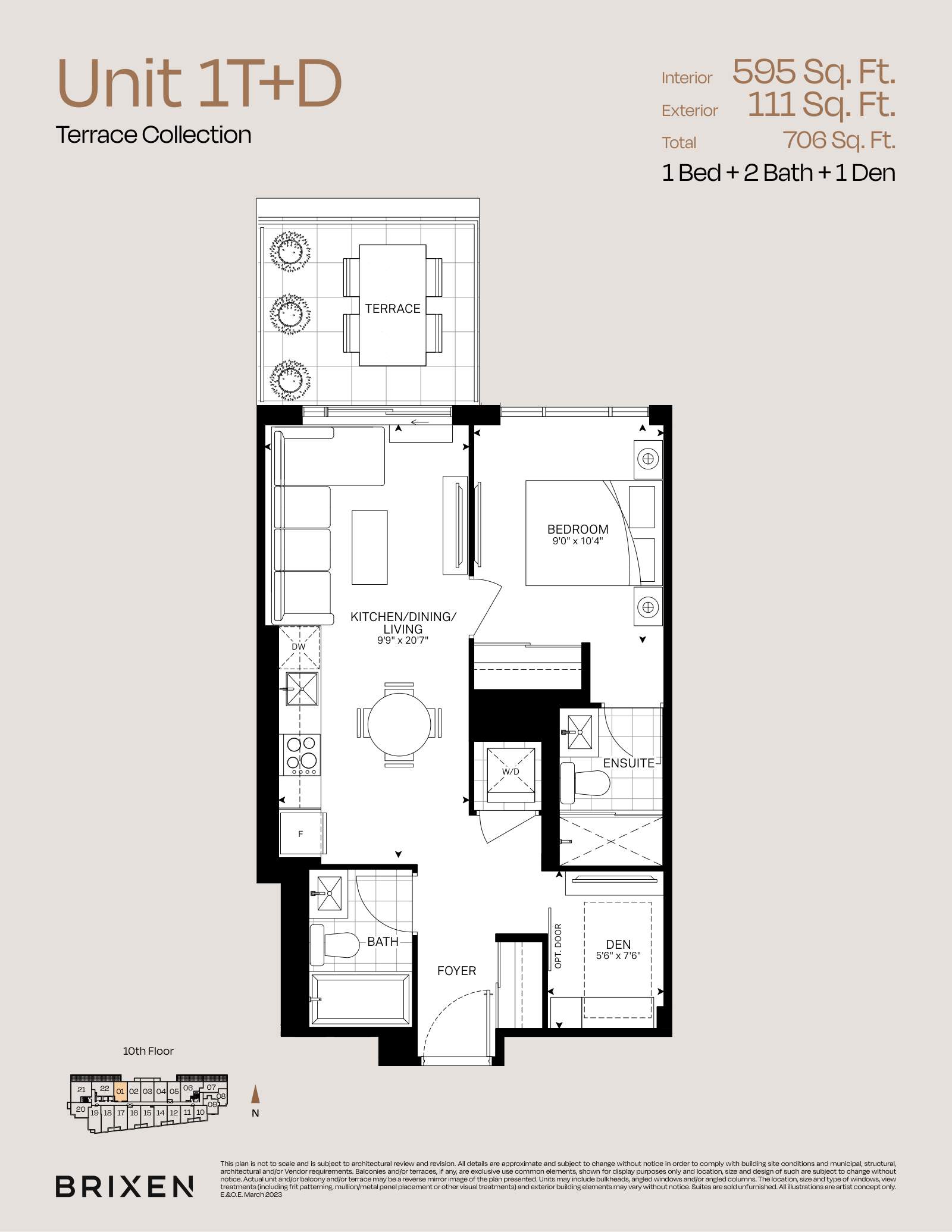 Suite 1T+D Floor Plan