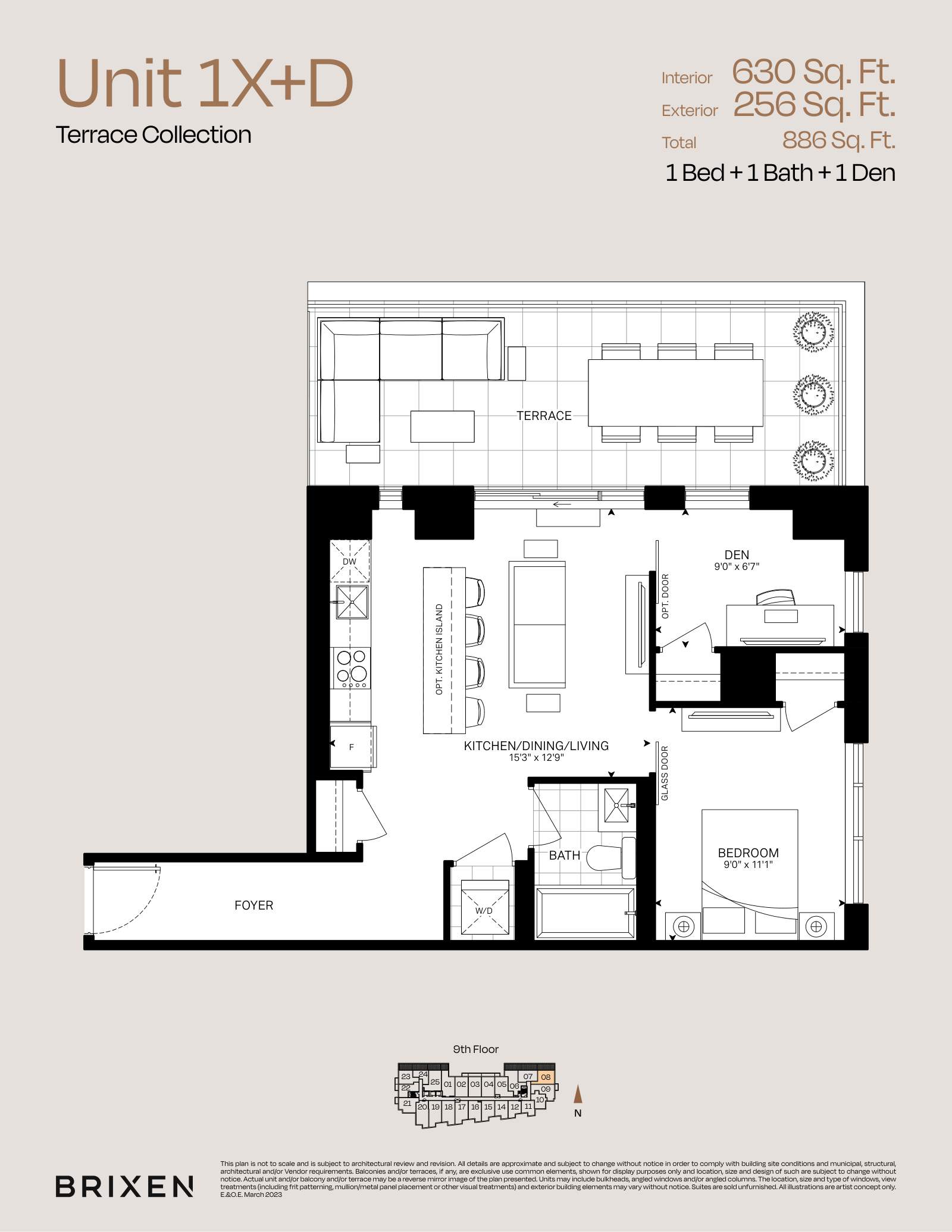 Suite 1X+D Floor Plan
