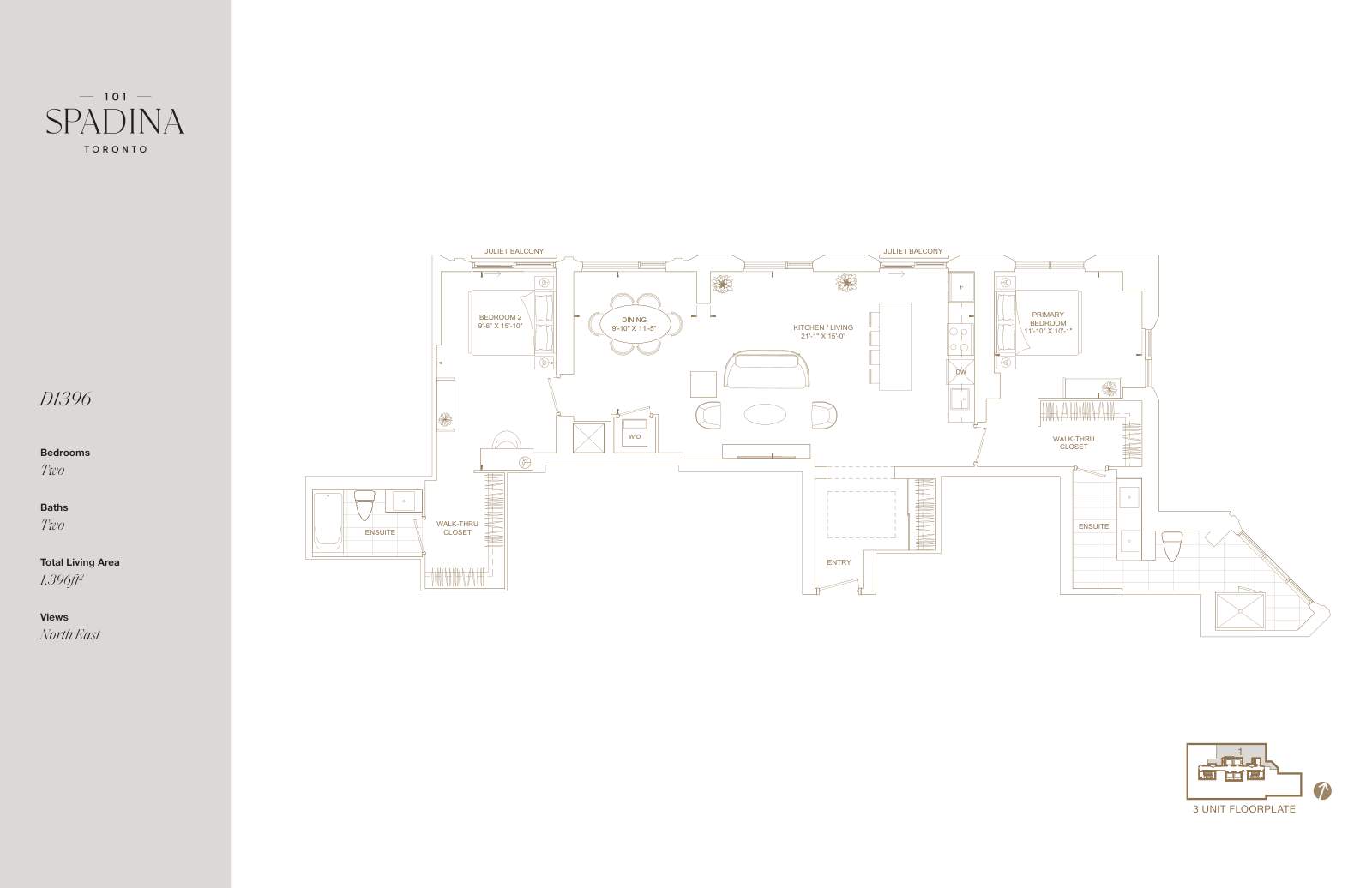 Suite D1396 Floor Plan