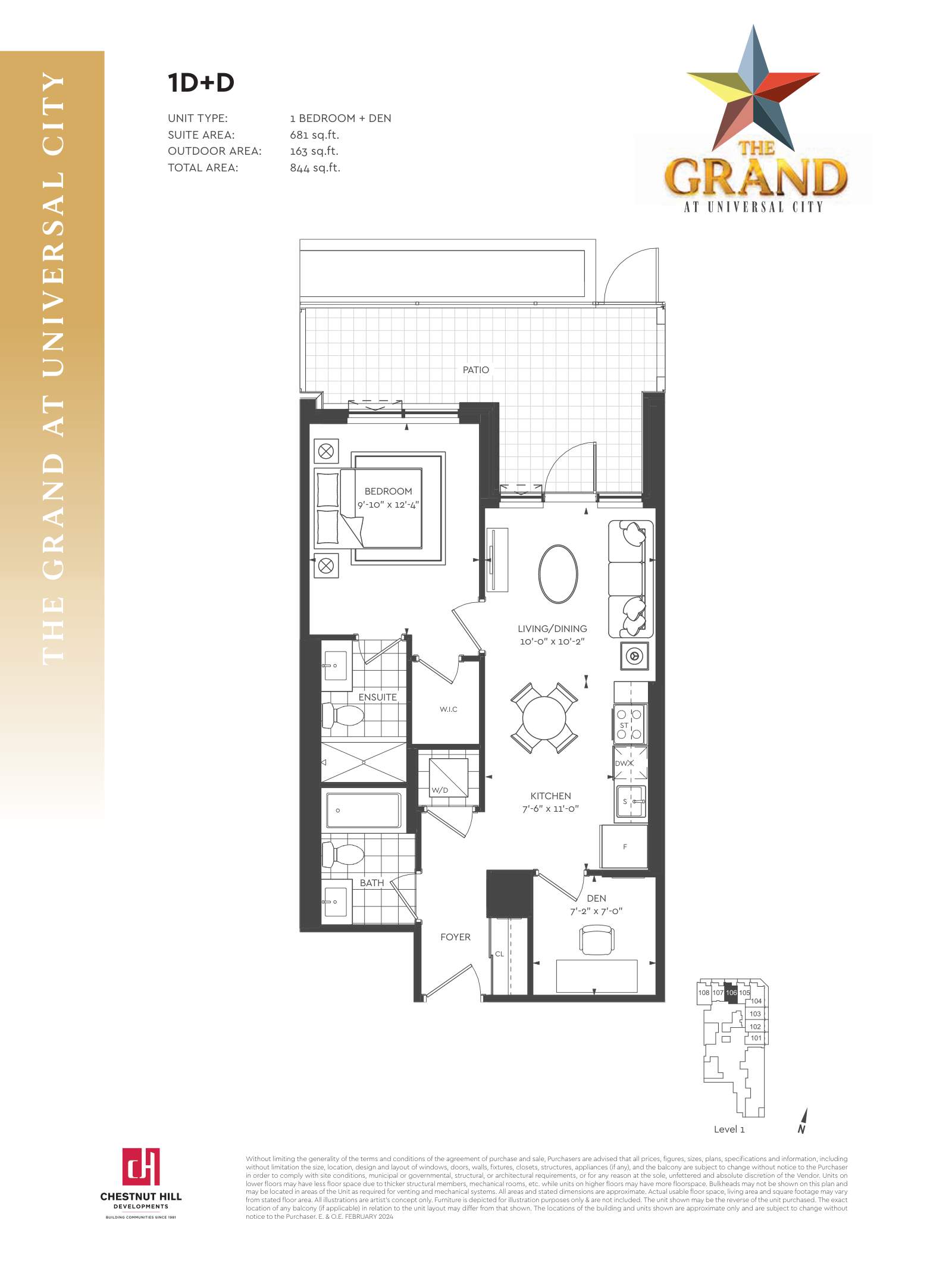 Suite 1D+D Floor Plan